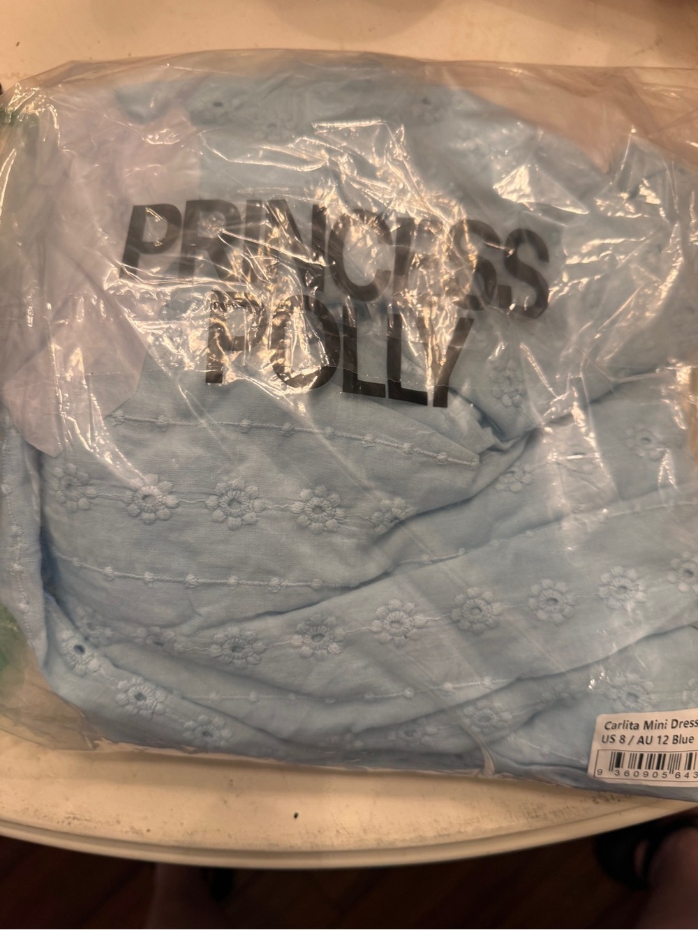 NIP Princess Polly Carlita Mini Dress Blue Eyelet - Size US 8 - Picture 11 of 12